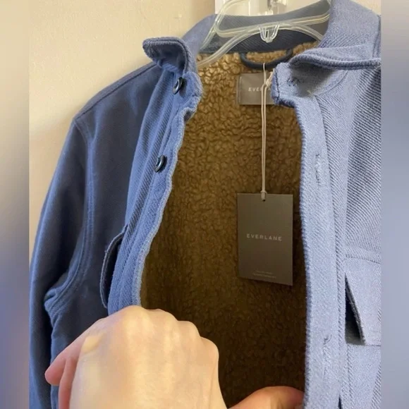 Everlane Men's Gray Shirt Jacket Sherpa lined Medium New